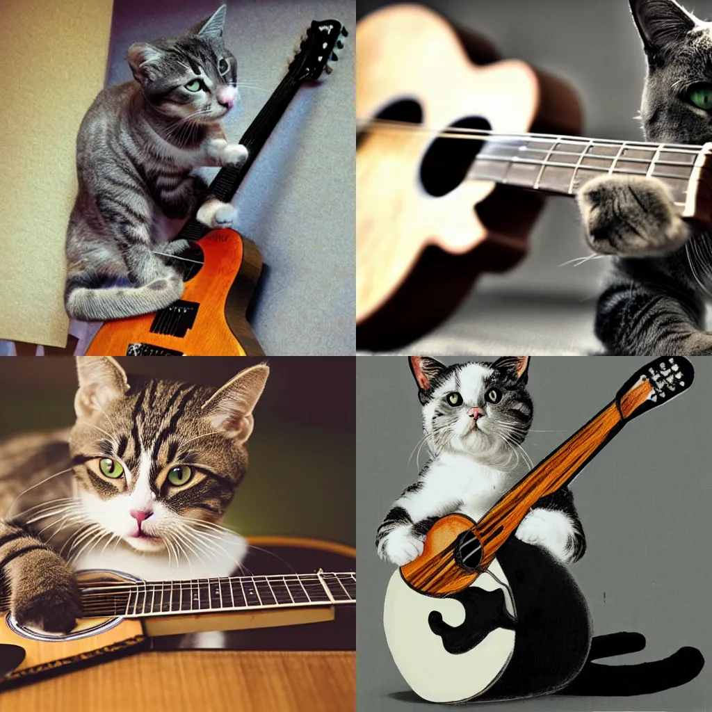 Prompt: cat playing guitar