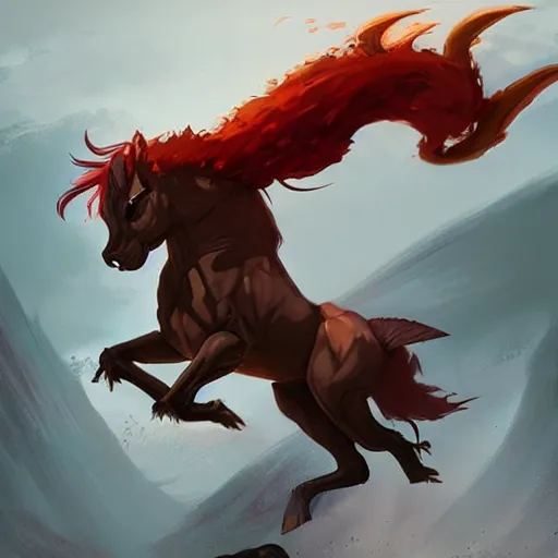 Image similar to Rapidash , Greg rutkowski, Trending artstation, cinematográfica, digital Art