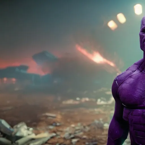 Image similar to lil wayne as thanos, movie still, cinematic lighting