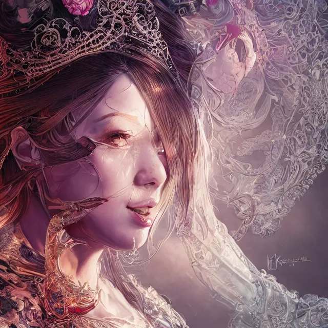Image similar to the portrait of the chaotic good alignment personified as an absurdly beautiful, graceful, elegant, sophisticated, young woman made, an ultrafine hyperdetailed illustration by kim jung gi, irakli nadar, intricate linework, bright colors, octopath traveler, final fantasy, unreal engine 5 highly rendered, global illumination, radiant light, detailed and intricate environment