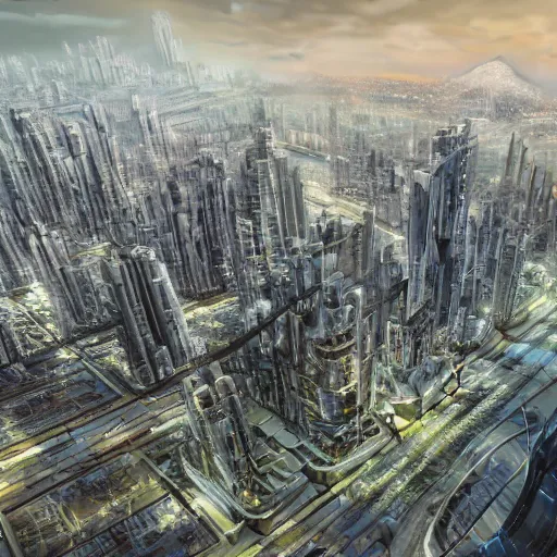 Prompt: futuristic city, megabuildings, detailed, 4 k