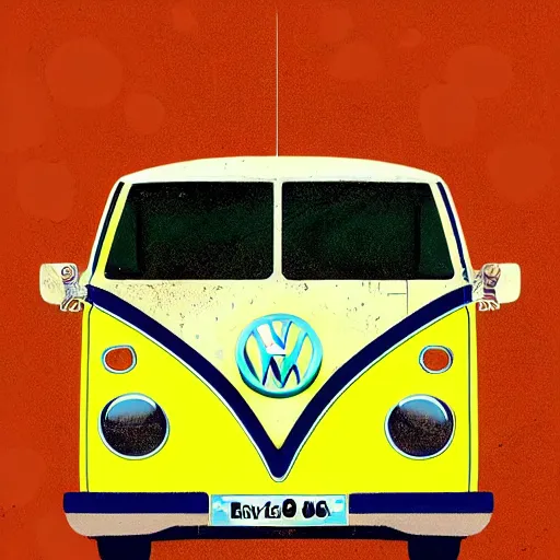 Image similar to illustration of an old van volkswagen, may 6 8, pastel colors, cool, hippie by malika favre