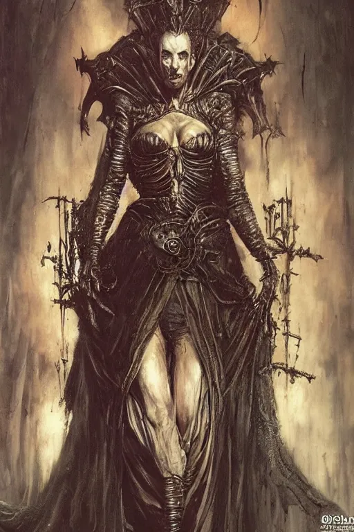 Image similar to portrait of queen elizabeth the first by hr giger, greg rutkowski, luis royo and wayne barlowe as a diablo, resident evil, dark souls, bloodborne monster