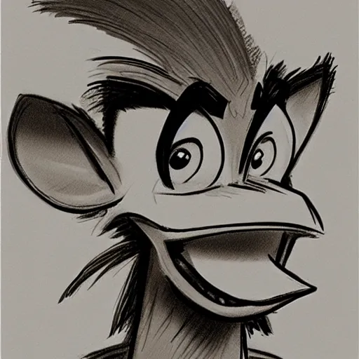 Image similar to milt kahl sketch of crash bandicoot