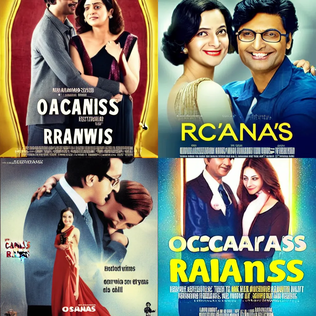 Prompt: movie poster of oscar award - winning romcom ranwas & gannas