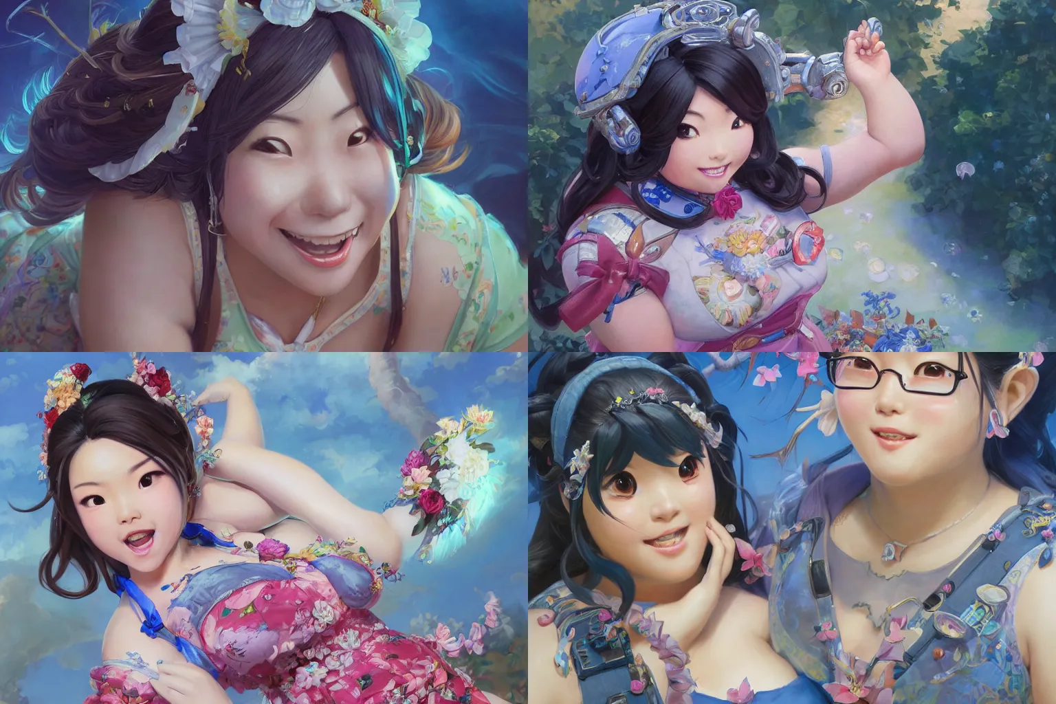 Prompt: a highly detailed beautiful portrait of mei from overwatch wearing a summer dress, with a happy expression, chubby, highly detailed, 2d game fanart hd by donato giancola, by loish, frank frazetta and jeff easley, pino daeni, cinematic , hyper-realistic, depth of field, coherent, high definition, 8k resolution octane renderer, artstation