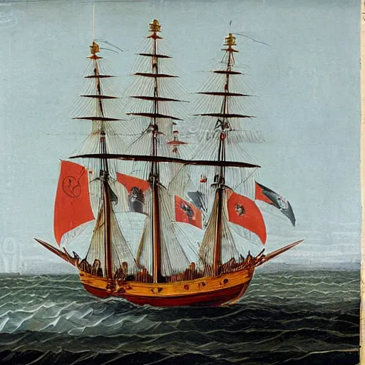 Prompt: caricature of a portuguese ship in 1 6 0 0 s