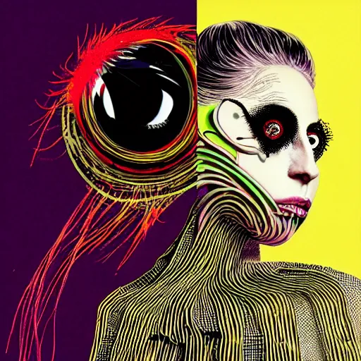 Image similar to graphic illustration, creative design, lady gaga, biopunk, francis bacon, highly detailed, hunter s thompson, concept art