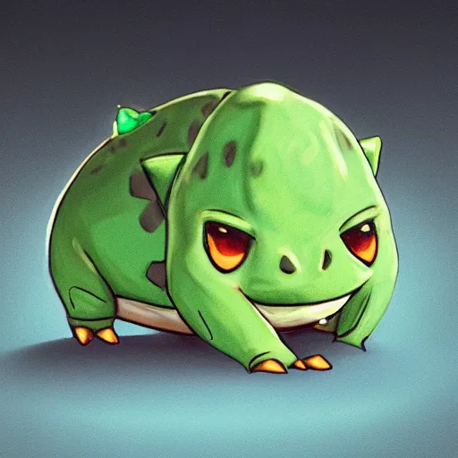 Prompt: realistic bulbasaur holding bulb