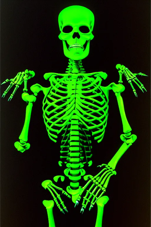 Image similar to portrait of a cybernetic skeleton holding one hand aloft, glowing green candles, oil painting, high detail, dark lighting, atmospheric, extremely detailed, intricate, da vinci, michelangelo, caravaggio, hans holbein, raphael, donatello, 8 k