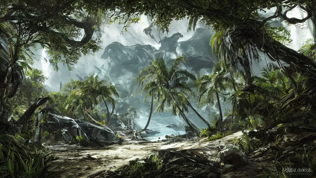 Image similar to Crysis 3 island, painting