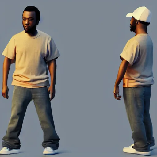 Prompt: 3 d model of kendrick lamar, disney pixar styled model, rendered in cgi, volumetric lighting, shading