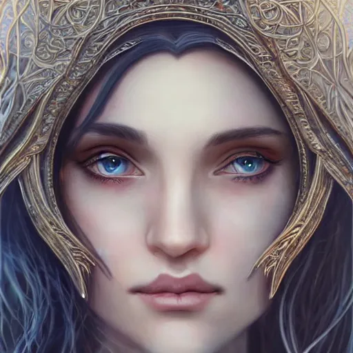 Image similar to portrait of beautiful elvish goddess , 8k, highly detailed, sharp, realistic, in style of Anna Dittmann