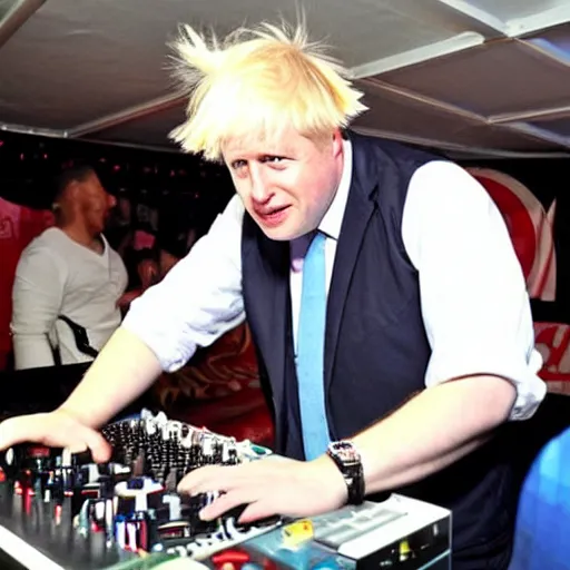 Image similar to Boris Johnson as a DJ in Ibiza