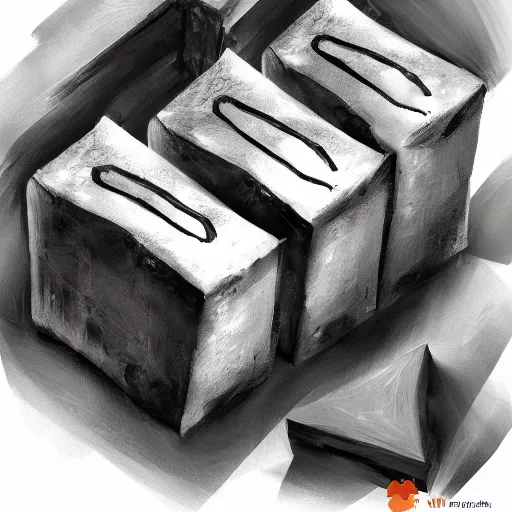 Image similar to digital painting of happy coal brick, trending on art station, high details, hq,