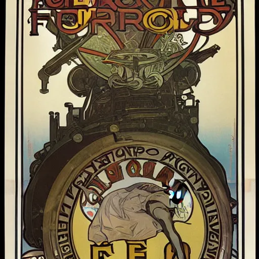 Prompt: Advertising for futuristic car by Alphonse Mucha