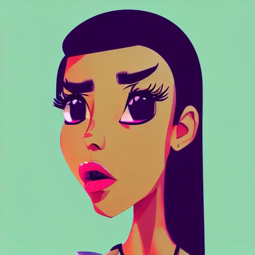 Image similar to 2 d character design, female rapper, vector art, digital art, portrait, 4 k, 8 k, sharp focus, smooth, illustration, concept art, music artist