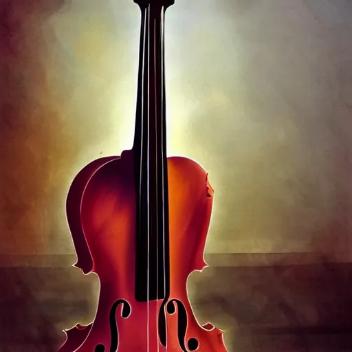 Image similar to guitar in cello shape by greg rutkowski