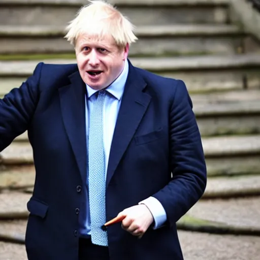 Prompt: medium shot photo of Boris Johnson smoking a joint, 4k, ultra HD