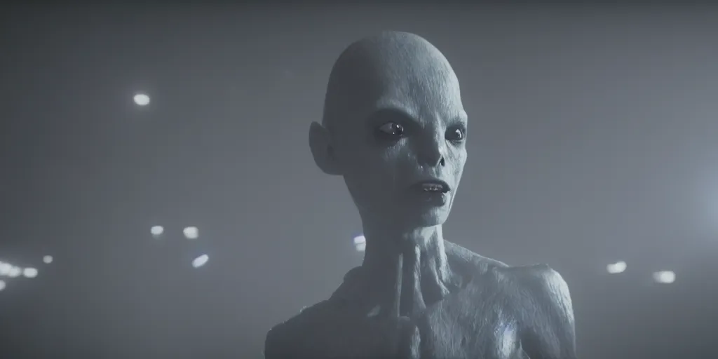 Image similar to cinematic film still of a punk alien starring in a dave meyers directed music video, cgi, vfx, ( ( ( ( chiaroscuro ) ) ) ) lighting, shallow depth of field, 8 0 mm, f 1. 8