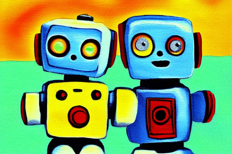 Image similar to a cute little robots painting by rolando, cyril