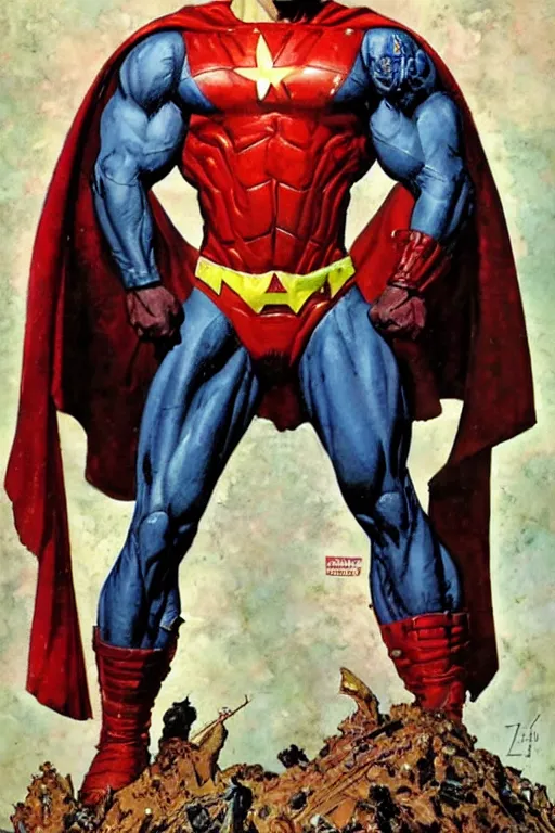 Prompt: full body and head portrait of dave bautista as superhero juggernaut, painted by norman rockwell and phil hale and greg staples and tom lovell and frank schoonover and jack kirby, single character