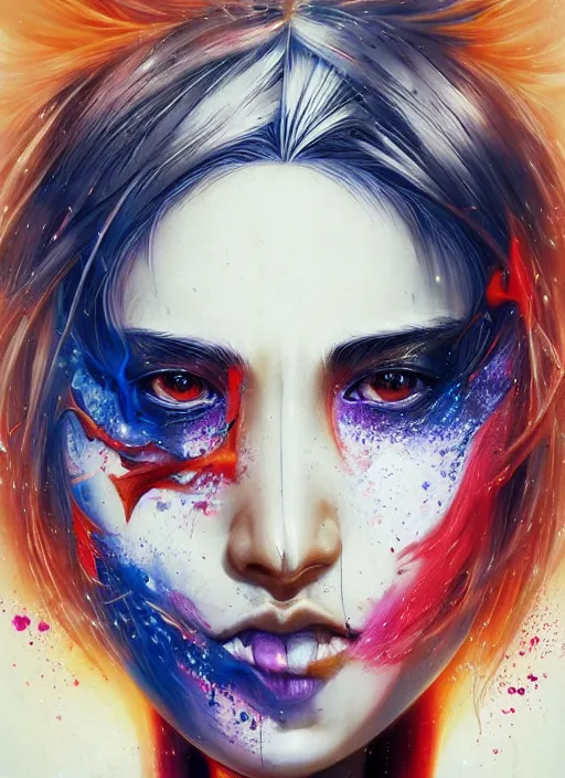 Prompt: beautiful portrait of Ichigo from Bleach, by Tristan Eaton, Stanley Artgermm, Tom Bagshaw, Greg Rutkowski, Carne Griffiths. trending on DeviantArt, face enhance, hyper detailed, trending on Artstation, 8k, masterpiece, graffiti paint, fine detail, full of color, intricate detail, golden ratio illustration