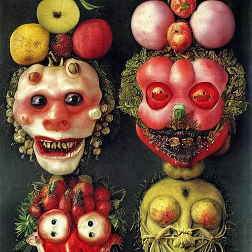 Prompt: giuseppe arcimboldo, delicate fruit faces, new scifi movie