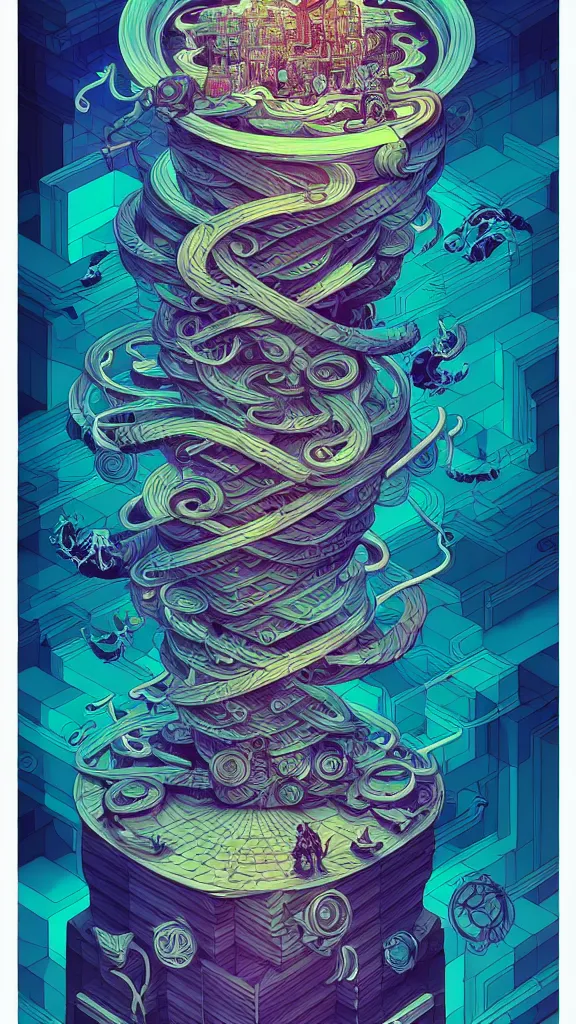 Image similar to arcane twisted turn of fate abstraction, centered award winning ink pen illustration, isometric abstract illustration by dan mumford, edited by craola, technical drawing by beeple and tooth wu, tiny details by artgerm and watercolor girl, symmetrically isometrically centered