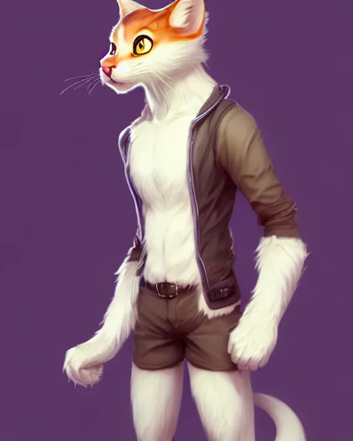 Image similar to character concept art of a male anthropomorphic furry cat | | cute - fine - face, pretty face, key visual, realistic shaded perfect face, fine details by stanley artgerm lau, wlop, rossdraws, james jean, andrei riabovitchev, marc simonetti, and sakimichan, trending on artstation