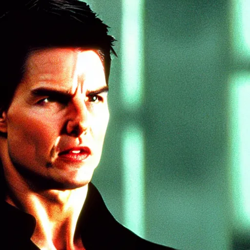 Prompt: Tom Cruise as Neo in The Matrix, movie still