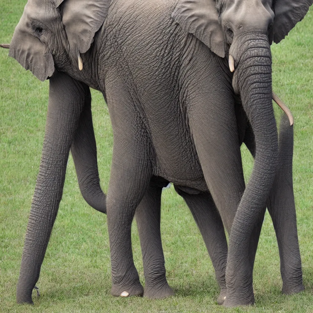 Image similar to an elephant with human legs