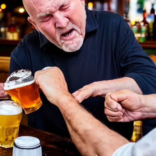 Image similar to grandpa punching out someone at the local pub