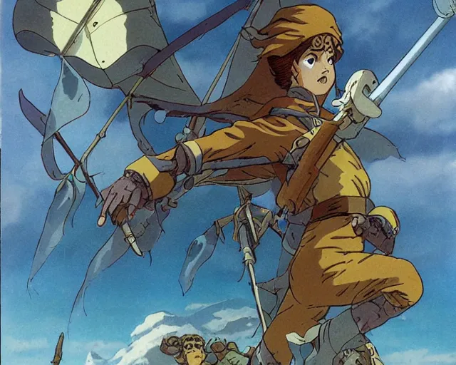 Prompt: the art of nausicaa, warriors of the wind, high resolution