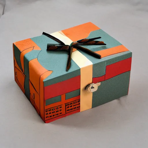 Image similar to vintage craft paper gift box for men, old school, wes anderson style