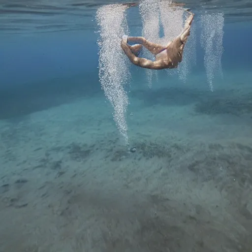 Prompt: underwater bubble rings floating to the surface