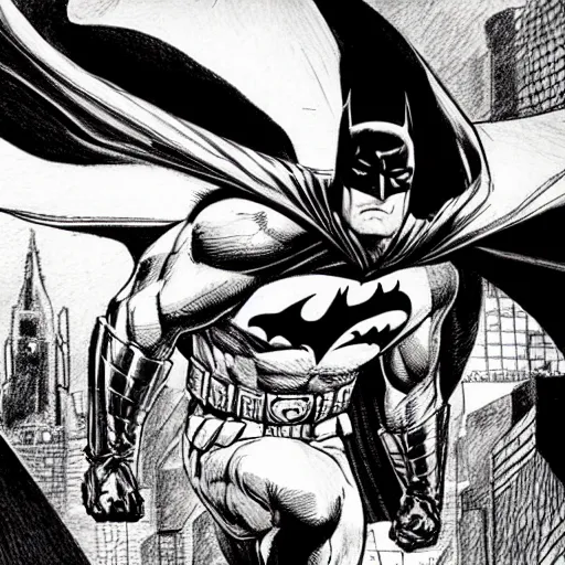 Image similar to DC Batman highly detailed pencil and ink sketch with comic hatching by David Finch