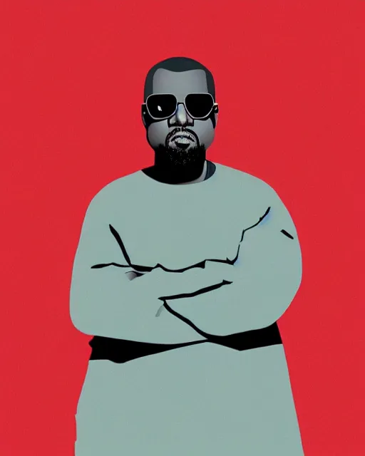 Image similar to Malika Favre illustration of Kanye West on red background