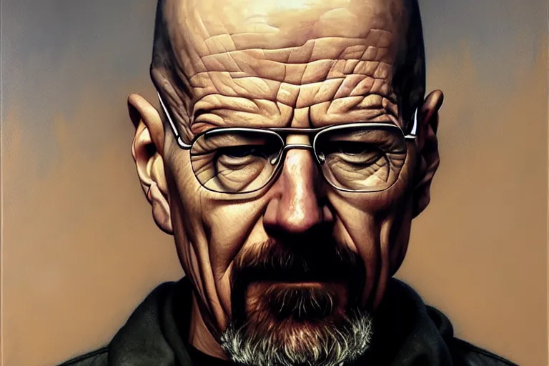 Image similar to ted kaczynski as walter white from breaking bad. oil painting elegant, highly detailed, centered, digital painting, artstation, concept art, smooth, sharp focus, illustration, artgerm, tomasz alen kopera, peter mohrbacher, donato giancola, joseph christian leyendecker drew struzan