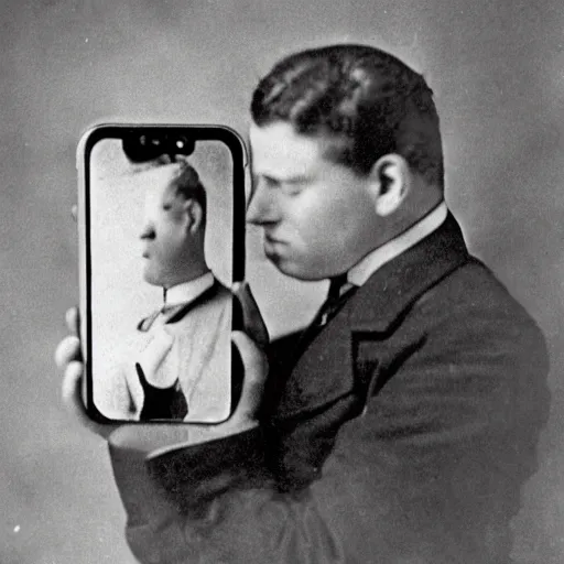 Image similar to an early 1900s photo of an iphone