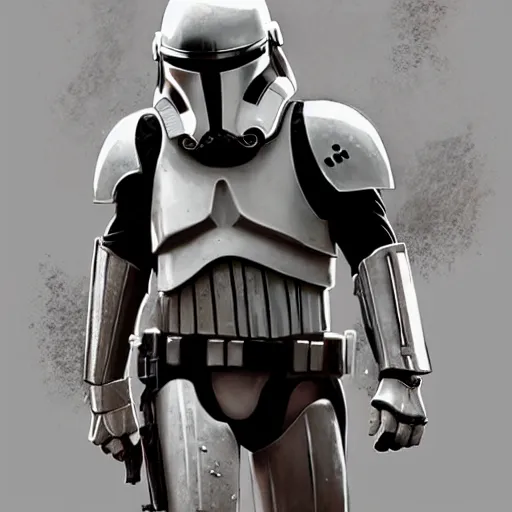 Image similar to an imperial stormtrooper walking, full body photography, extremely long shot, long shot, full-length, head-to-toe, concept art by Doug Chiang cinematic, realistic painting, high definition, concept art, the Mandalorian concept art style