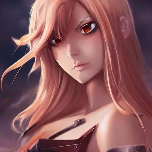 Image similar to a portrait of an attractive knight female anime character with long hair, artgerm