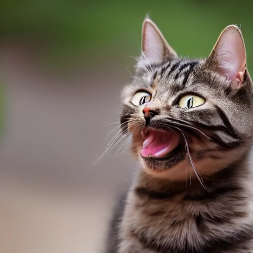 Prompt: High quality photo of a cat laughing at you.