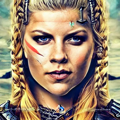 Prompt: Lagertha from the TV series Vikings by Sandra Chevrier, 4k