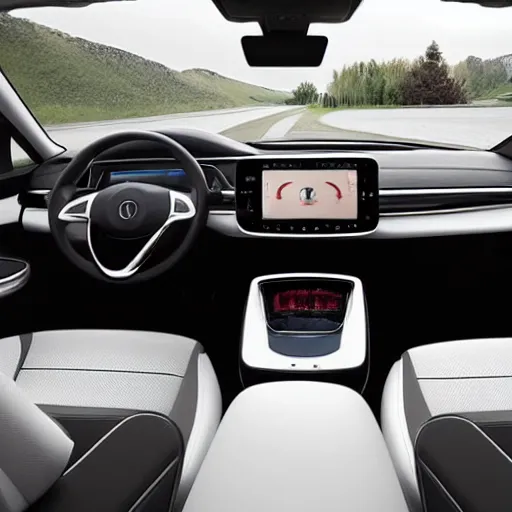 Image similar to apple wants to design a vehicle that does not have a steering wheel or pedals, with an interior focused on hands - free driving. similar to the lifestyle vehicle from canoo.