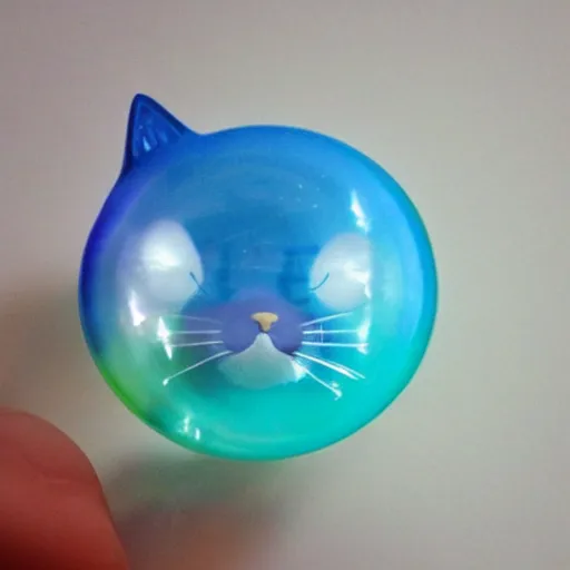 Prompt: cat made of soap bubble