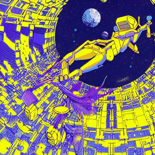 Image similar to Liminal space in outer space by Josan Gonzalez, blue and yellow color scheme