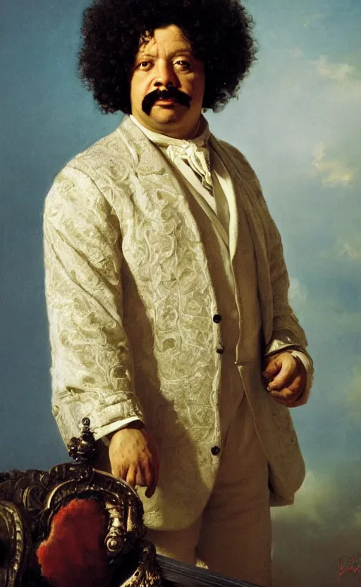 Image similar to Portrait of Alexandre Dumas, oil on canvas, highly detailed, by Kramskoy, 8k