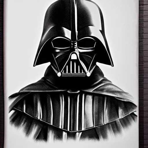 Image similar to heroic portrait character art for darth Vader, final fantasy tactics art, original character design, concept art, portrait of darth vader’s face, original character design for darth Vader from final fantasy tactics, colorized pencil sketch, sepia tone, 8k, 4k