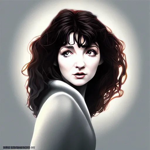 Image similar to richly detailed color illustration young kate bush illustrated by artgerm and mina petrovic and timothy kong and marina federovna. 3 - d shadowing, wuthering heights